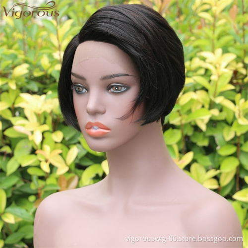 Vigorous Front Lace Human Hair Short Wigs Pixie Cut Bob Wigs Real Indian Hair Glueless Lace Front Wig for Black Women